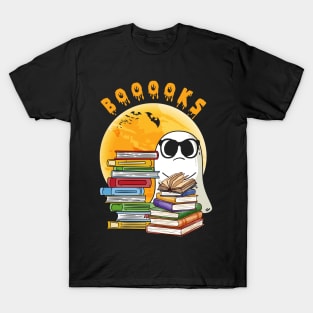 Booooks! Ghost Reading Books Halloween Party Costume Gift T-Shirt